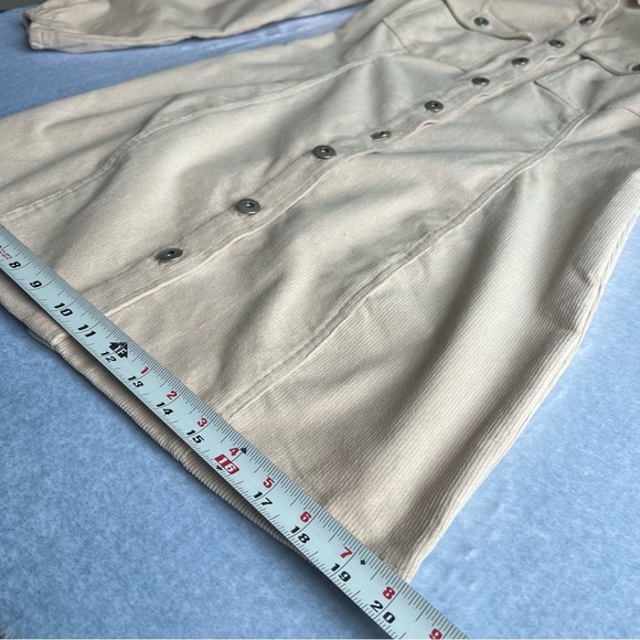 Forever 21 Cream Corduroy Shirt Dress Long Sleeve A-Line Exposed Buttons - Picture 10 of 12